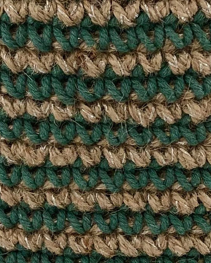 Luna-Leena opbergmand laag met strepen H18cm - jute & groen katoen - handgehaakt in Nepal