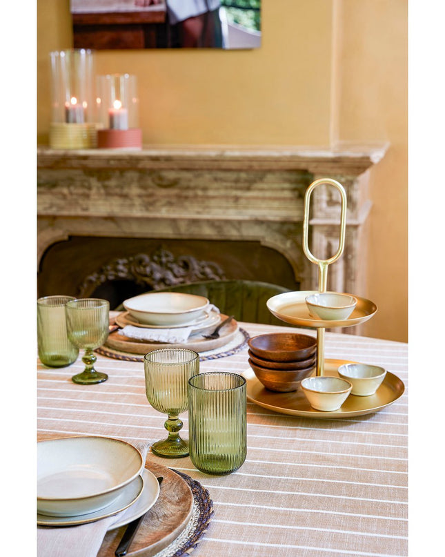 Alivo Tafelkleed - L250 x B140 cm - Organisch Katoen - Beige, Wit