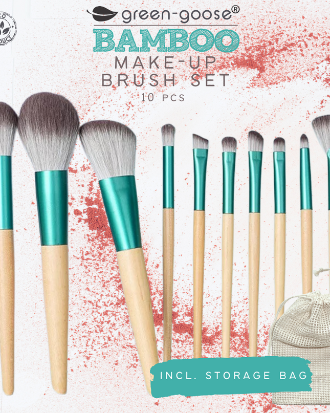 green-goose Make-up Borstel Set met Zak - 10 Stuks