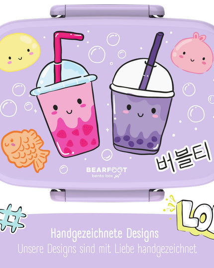 Children's lunch box with compartments, leak-proof - BubbleTea, purple