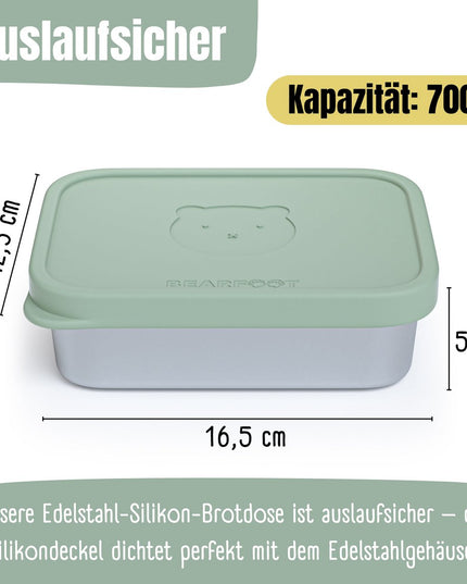 Kinder-Lunchbox aus Edelstahl mit Silikoneinsatz – Salbei