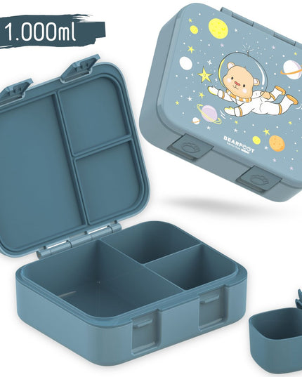 Sustainable Bento Lunch Box - with compartments, leak-proof, BPA-free - bear blue