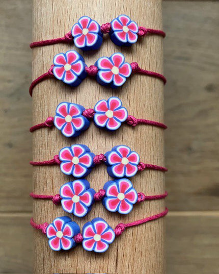 Luna-Leena kinderarmband bloem paars - handgemaakt in Nepal