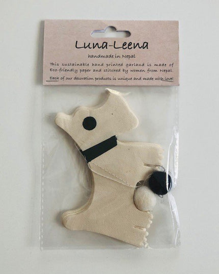 Luna-Leena slinger hond ecopapier gebroken wit wanddecoratie - L1,82cm - handgemaakt in Nepall