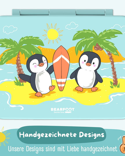 Sustainable Bento Lunch Box COMPACT - with compartments, leak-proof, BPA-free - Penguin