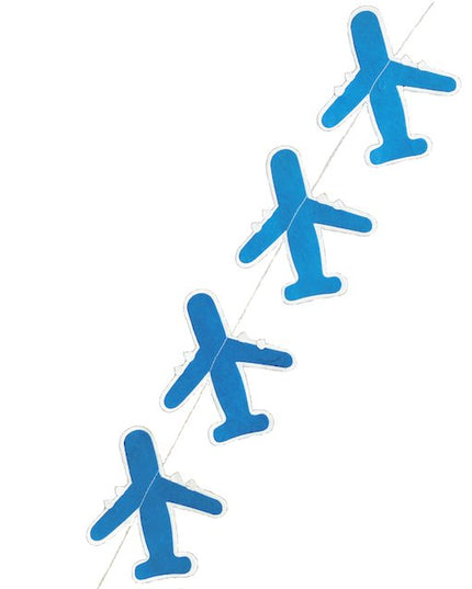Luna-Leena slinger vliegtuig ecopapier blauw wanddecoratie - L1,82cm - handgemaakt in Nepal