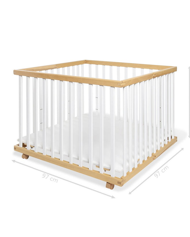 Babybox 'Lexus' groot, opvouwbaar, wit/naturel
