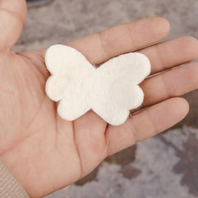 Luna -Leena haarspeldjes (Set) - Off White & Gold - Filt Wol - Handmade in Nepal