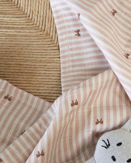 Bamboe mousseline inbakerdoeken 2st. Stripe Bow