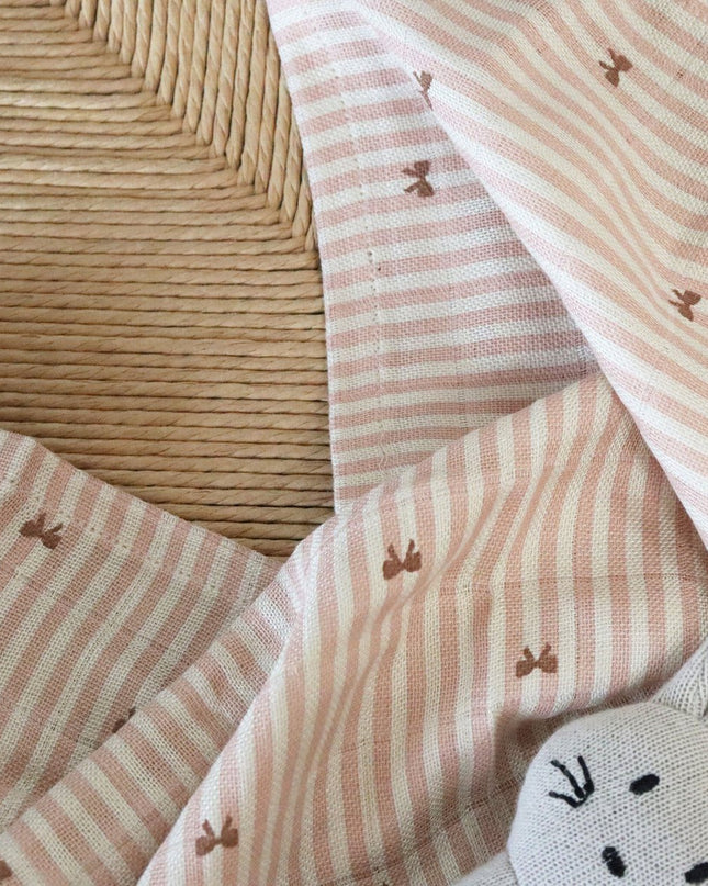 Bamboe mousseline inbakerdoeken 2st. Stripe Bow