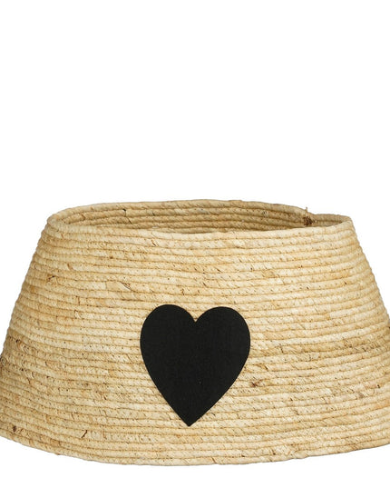 Kerstboomrok met Hart - L50 x B50 x H26 cm - Maïsblad - Crème, Zwart kerst 2025