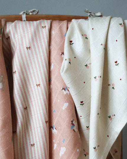Bamboe mousseline inbakerdoeken 2st. Stripe Bow