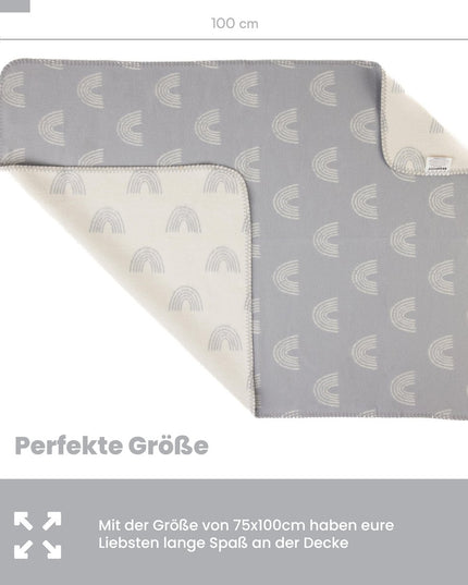 Organic cotton baby blanket, Made in Germany, rainbow - gray