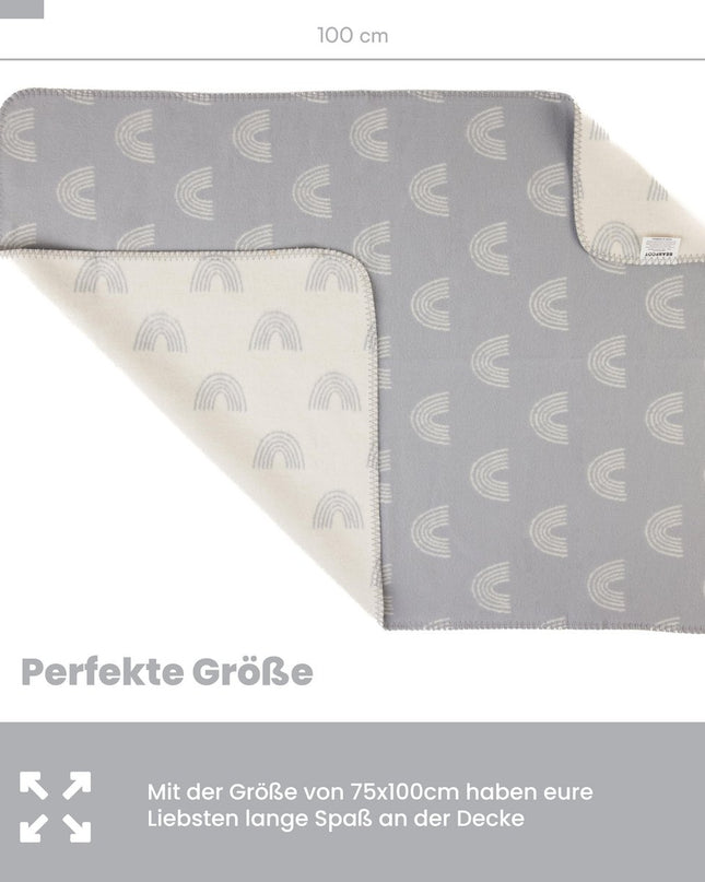 Babydecke aus Bio-Baumwolle, hergestellt in Deutschland, Regenbogen-Grau