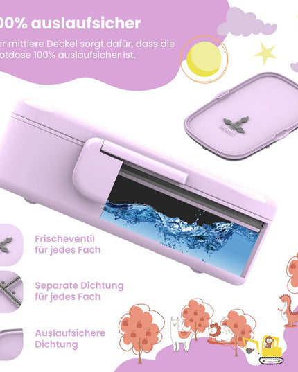 Children's lunch box with compartments, light and leak-proof - Dog &amp; Cat
