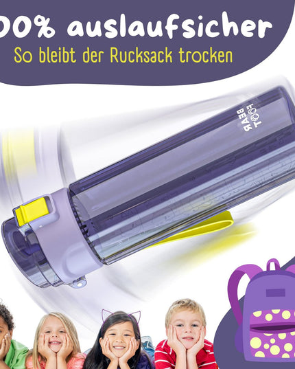 Children's drinking bottle, 500ml, light - water bottle - purple logo