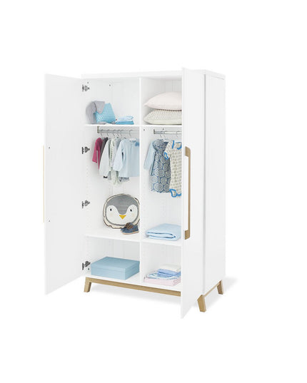 Startset 'Hilda & Riva' breed, wit, incl. wandplank4 delen: huisbed, brede commode, 2-deurs kledingkast, wandplank