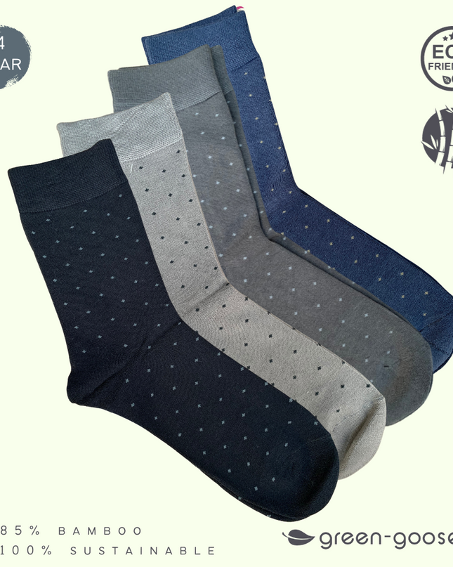 green-goose Bamboe Herensokken - 4 Paar - Stippen - 85% Bamboe - heren