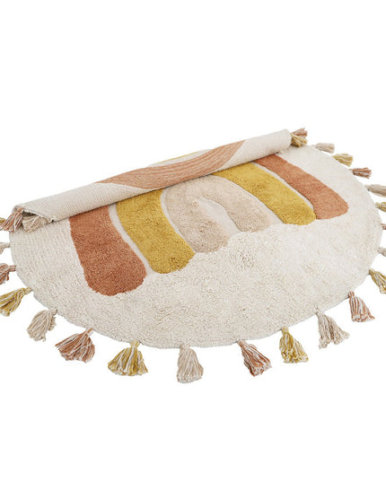 Rainbow Toffee – Wasbaar katoenen vloerkleed voor kinderen met pompons (Ø110 cm, OEKO-TEX)