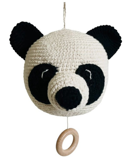 Luna-Leena speeldoos pandabeer muziekmobiel- zwart & wit - biologisch katoen - handgehaakt in Nepal