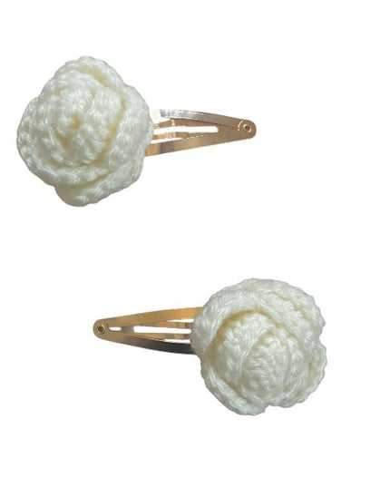 Luna -Leena haarspeldjes Rose (Set) - Off White - Soft Wol - Hand Haak in Nepal