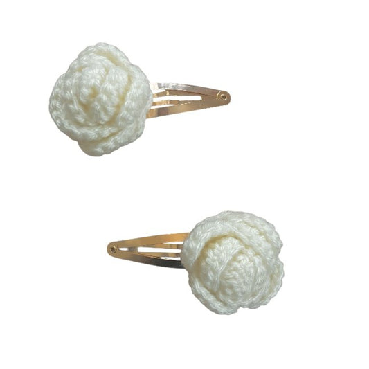 Luna -Leena haarspeldjes Rose (Set) - Off White - Soft Wol - Hand Haak in Nepal
