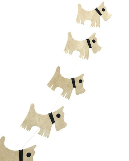 Luna-Leena slinger hond ecopapier gebroken wit wanddecoratie - L1,82cm - handgemaakt in Nepall