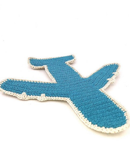 Luna-Leena airplane flat cuddle cloth with sound - blue - organic cotton handmade in Nepal