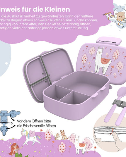 Kinder-Lunchbox mit Fächern, leicht und auslaufsicher - Lama
