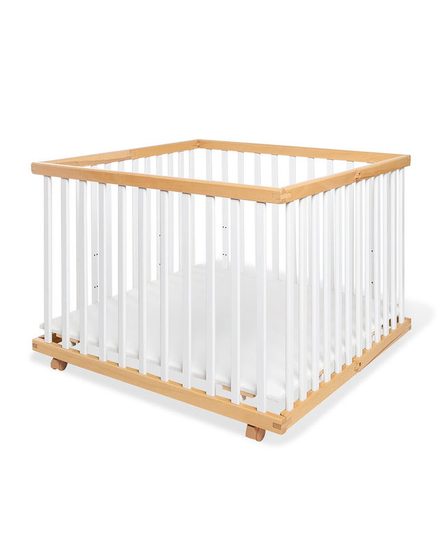 Babybox 'Lexus' groot, opvouwbaar, wit/naturel