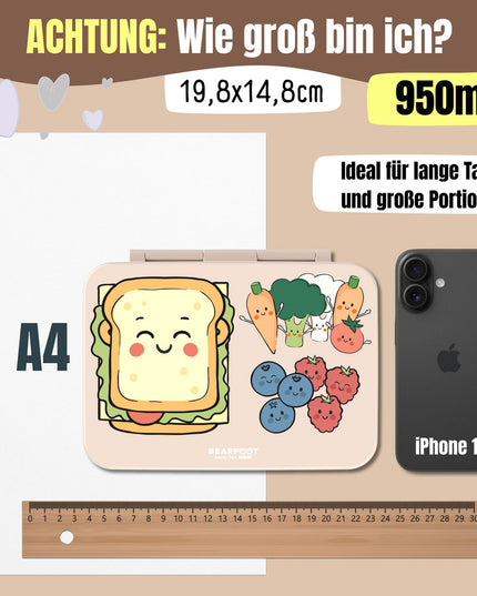 Sustainable Bento lunchbox COMPACT - with compartments, leak-proof, BPA-free - Sandwich Brown