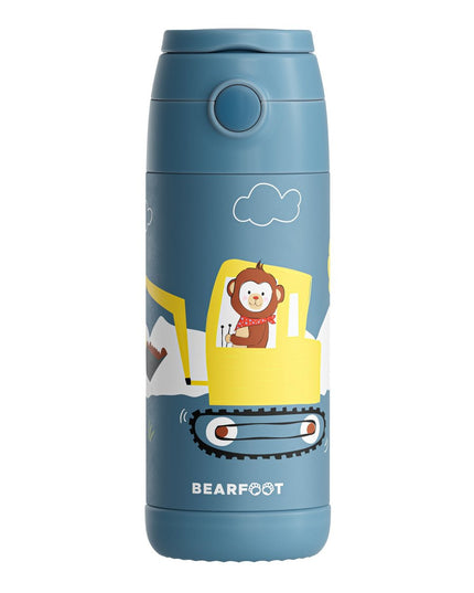 Thermo kinderdrinkfles bidon RVS - graafmachine aap blauw