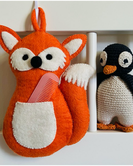 Luna-Leena fox babyboxzak - bedzak - oranje - vilt 100% wol - handgemaakt in Nepal