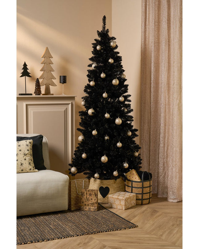 Kerstboomrok met Hart - L50 x B50 x H26 cm - Maïsblad - Crème, Zwart kerst 2025