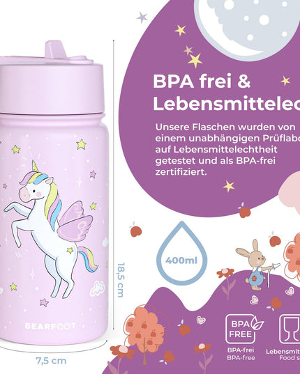 Thermo children's drinking bottle stainless steel - water bottle - thermo - Unicorn purple