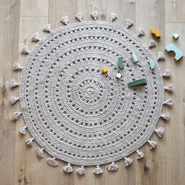 Nila Pearl Grey – Gehaakt kindervloerkleed van 100% katoen