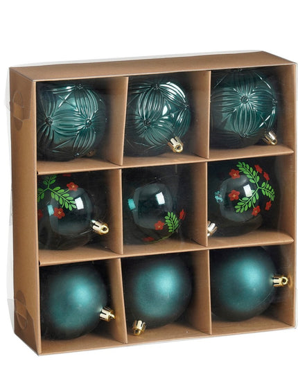Kerstballen Set - 9 Stuks - Ø8 cm - Onbreekbaar - Groen kerst 2025