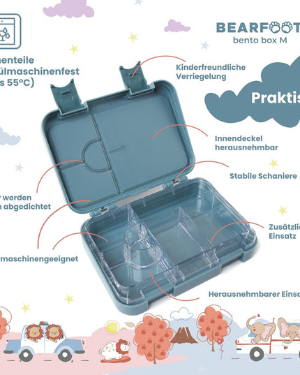 Kinderlunchbox met vakken, lunchbox, bentobox - beer - ca. 760ml