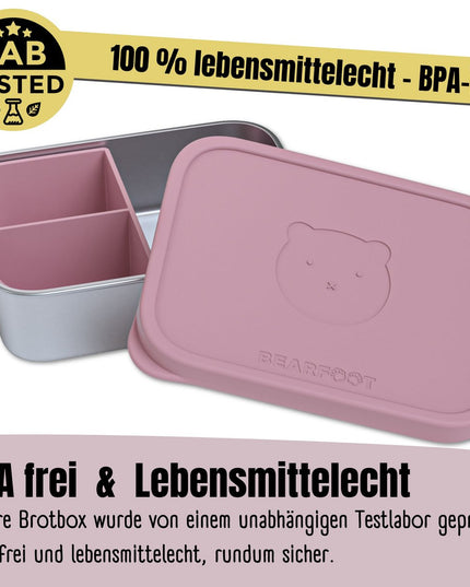 Lunchbox für Kinder aus Edelstahl mit Silikoneinsatz – rosa