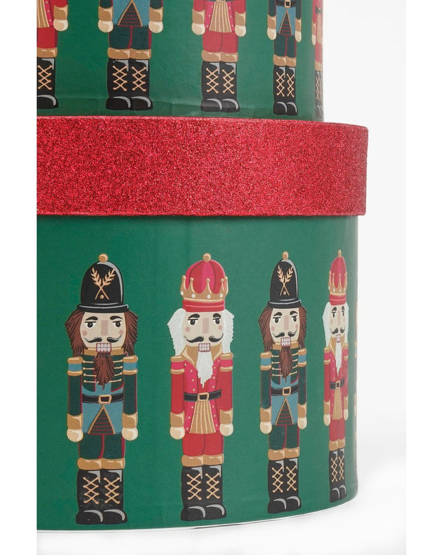 Opbergdoos Notenkraker - Set van 3 - H14 x Ø21 cm - FSC Mix - Papier - Groen kerst 2025