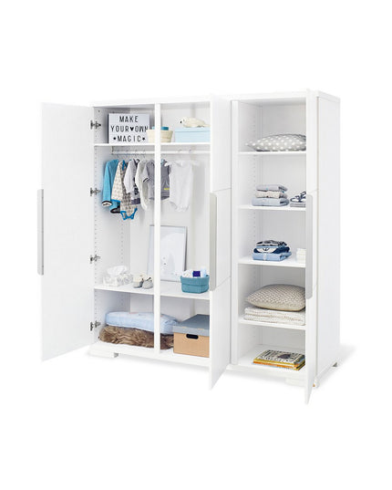 Startset 'Polar' extra breed groot, incl. wandplank4 onderdelen: ledikant, extra brede commode, grote kledingkast, wandplank