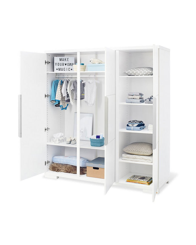 Startset 'Polar' extra breed groot, incl. wandplank4 onderdelen: ledikant, extra brede commode, grote kledingkast, wandplank