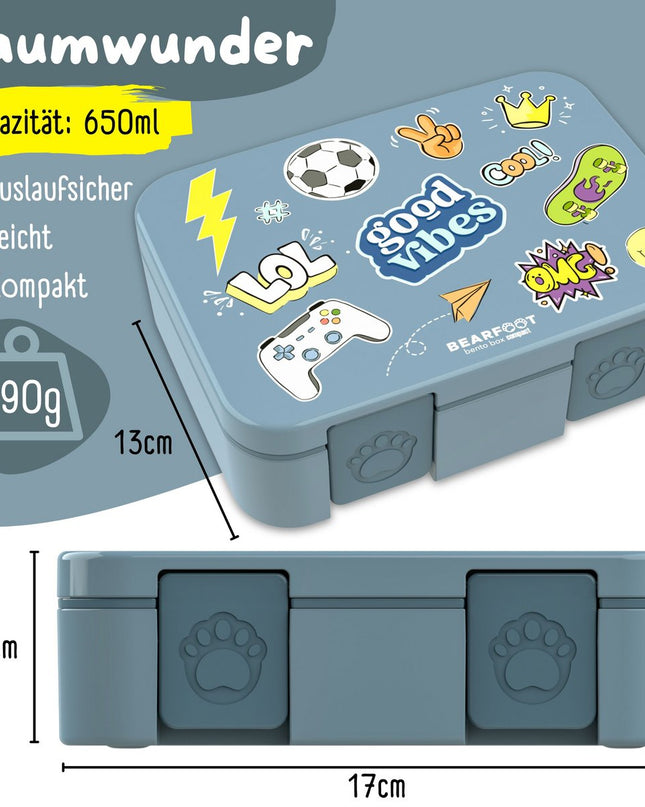 Laubdose mit Fächern, Licht und Auslaufschutz - Aufkleber blau