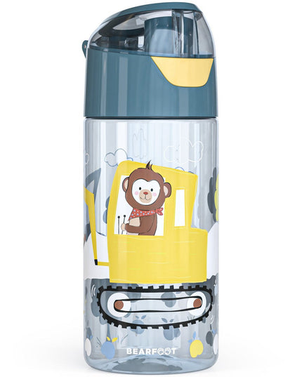 Children's water bottle, lightweight water bottle - excavator &amp; monkey