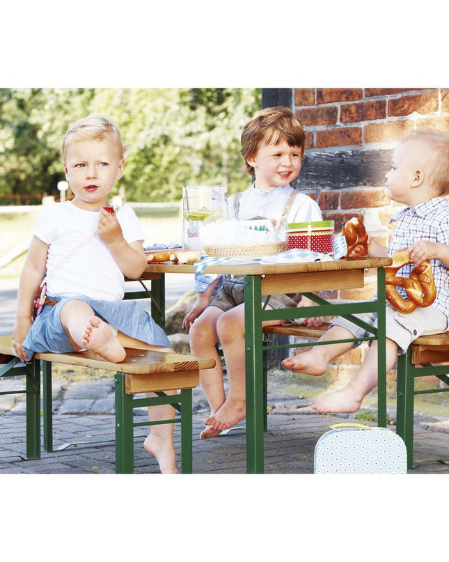 Kinderbank en tafelset voor buitenfeesten 'Sepp', 3 delig