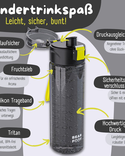 Children's drinking bottle, 500 ml, light - water bottle - black logo
