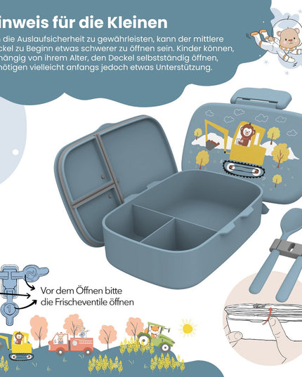 Lunchbox für Kinder mit Fächern, leicht und auslaufsicher – Excavator