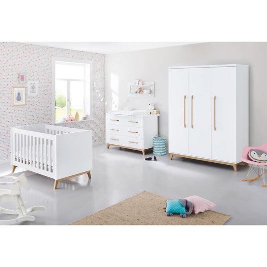 Startset 'Riva' extra breed groot, incl. wandplank4 delen: ledikant, extra brede commode, grote kledingkast, wandplank