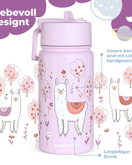 Thermo children's drinking bottle stainless steel - water bottle - thermo - Llama purple