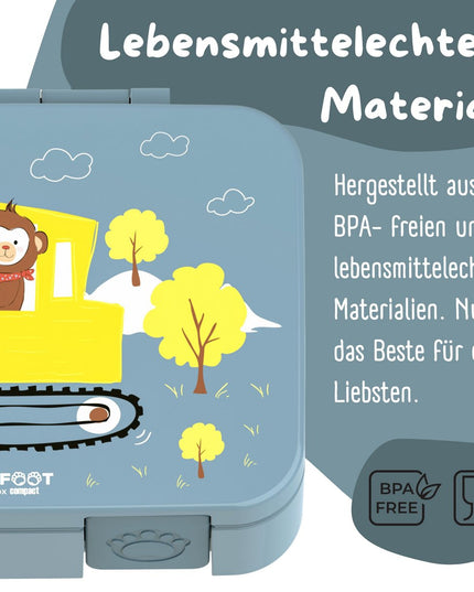 Lunchbox met compartimenten, licht en lek - proof - graafmachine blauw - 650 of 1000ml